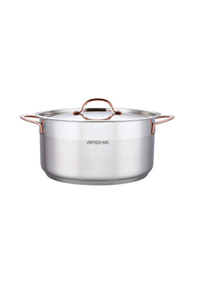Arshia 24cm Stainless Steel Casserole with Dual Lids – Mirror Finish & Aluminum Base