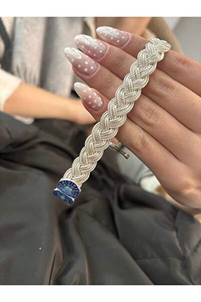 neşe silver El İşi Örgü İşlemeli Kazaziye Gümüş Bileklik 925 ayar