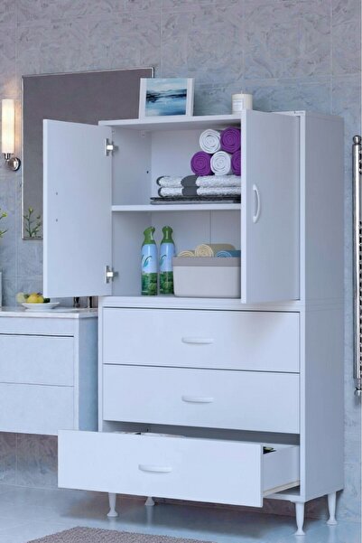 Eliusta Alia Çok Kullanışlı Dolap G:80 cm Üst Bölme Kapaklı Alt Bölme Çekmece...