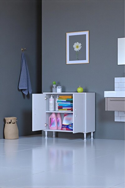Eliusta Arden 75 cm Beyaz 2 Bölmeli Banyo Düzenleyici Dolap 1 Raflı Çok Amaçl...