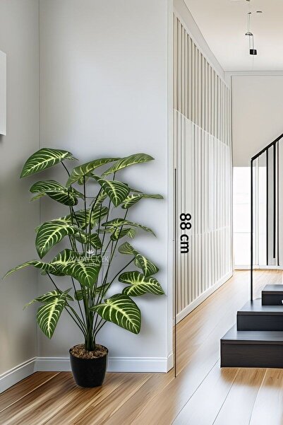 Yapay Çiçek Deposu Yapay Ağaç Mini 24 Dallı Difenbahya Ağacı Yeşil-Krem 88 cm