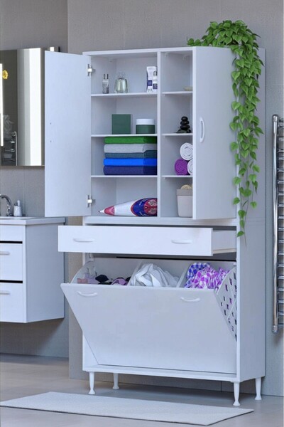 Eliusta Reli Dolap Beyaz Çok Kullanımlı 100 cm Eninde Banyo Dolabı 100x171x32...
