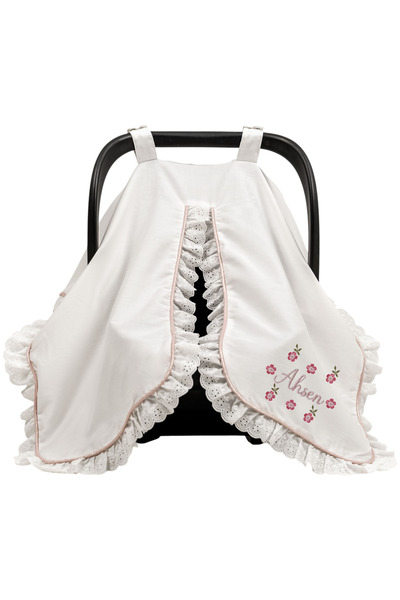 Mis Bebe Minik İnsanların Sarayı Pembe Fisto Detaylı Kişiye Özel Puset Örtüsü...