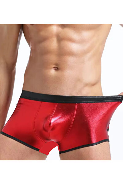 Cicişim Men's Red Leather-Look Boxer
