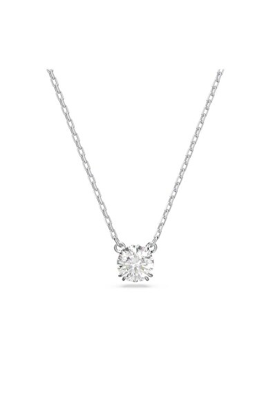 Swarovski Stilla Kolye, Yuvarlak kesim, Beyaz, Rodyum kaplama