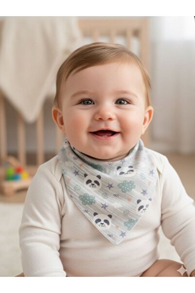 Anne&Bebek Devrez Panda Patterned Scarf Apron 100% Cotton