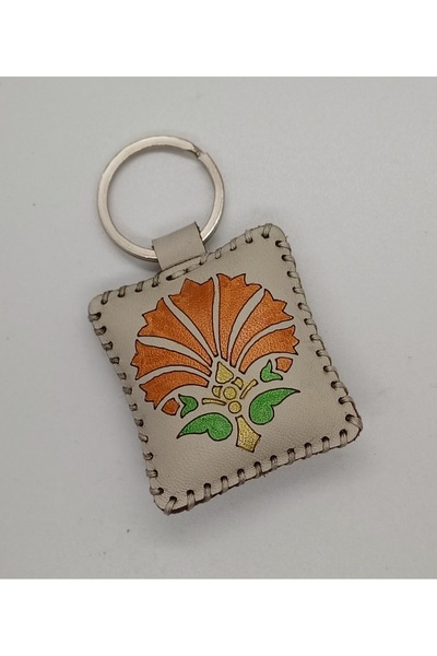 Durush Collection سلسلة مفاتيح من الجلد الحقيقي، مخيطة يدويًا، مطلية يدويًا ب...