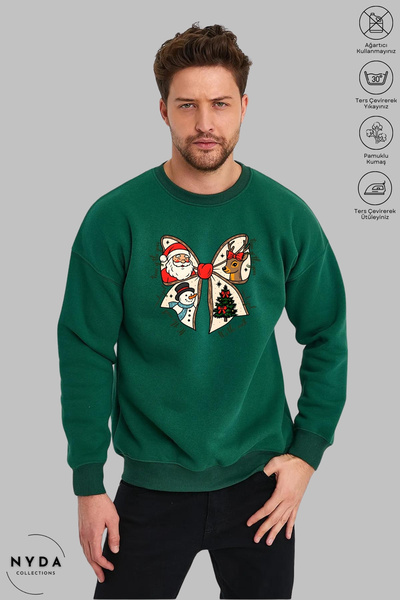 Nyda Collections Φούτερ Unisex με μακρυμάνικο φιόγκο Πρωτοχρονιάτικο με τύπωμ...