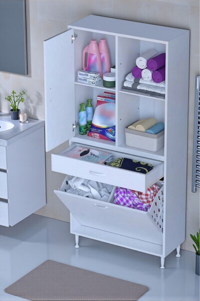 Eliusta Liora Beyaz Çok Amaçlı Banyo Dolabı 85 cm Genişliğe Sahip 85x171x32,5...