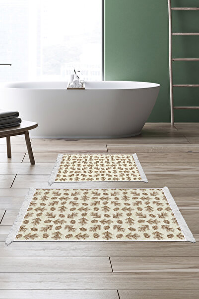 KAYABEY HOME طقم مرحاض Djt بقاعدة مضادة للانزلاق من الجلد ذو شراشيب Vintage A...