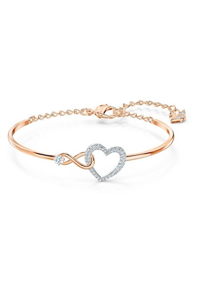 Swarovski Hyperbola Bileklik, Sonsuzluk ve kalp, Beyaz, Karışık metal yüzey