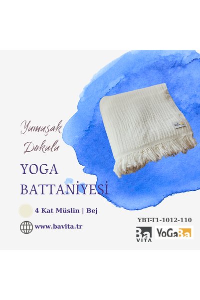 BaVITA Yoga Battaniye T1 %100 Pamuk 4 Kat Müslin Kumaş 105 × 205 cm
