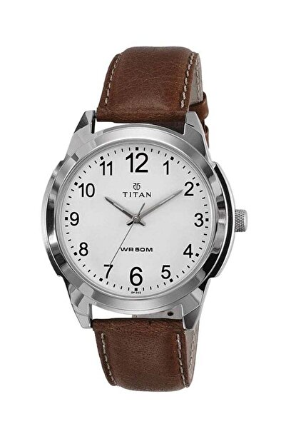 Titan ساعة رجالية مقاومة للماء بحزام جلدي، موديل 1585SL07
