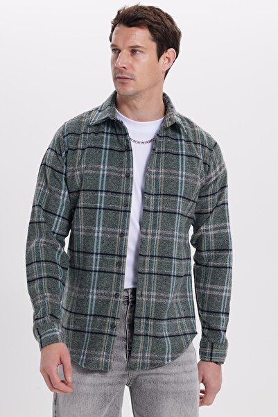 Tudors Erkek Slim Fit Dar Kesim Kareli Kışlık Oduncu Gömlek