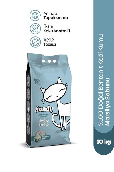 Sandy Marsilya Sabunu Kokulu Topaklanan Kedi Kumu 10kg