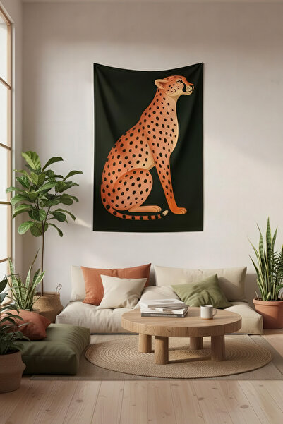 Nivendi Oturan Çita Portresi Duvar Süsü Kumaş Duvar Örtüsü Ev Dekorasyon Duva...