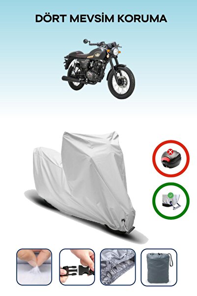 Breen غطاء دراجة نارية متوافق مع RKS Cafe 152 باللون الرمادي مقاوم للماء