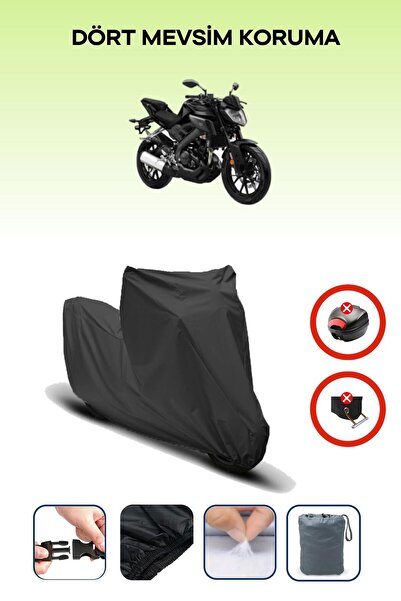 Breen قفل حقيبة خلفية أسود غير متوافق مع ياماها MT-125، قماش متوافق مع الدراجات النارية، 4 مواسم