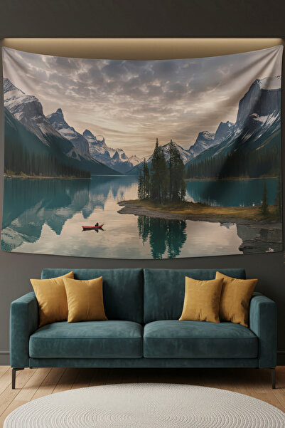 Nivendi Orman Kenarındaki Göl Kumaş Duvar Örtüsü Ev Dekorasyon Duvar Halısı T...