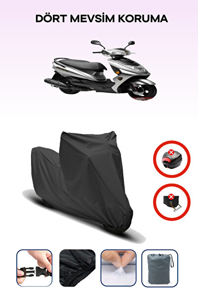 Breen قفل حقيبة خلفية أسود غير متوافق مع BuMoto/Jinling Terra 100CC، قماش دراجة نارية متوافق، 4 مواسم