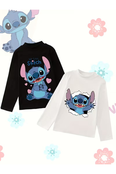 Machetta Σετ μπλουζάκια με μακρυμάνικο παιδικό στιτς με τύπωμα τεμαχίων