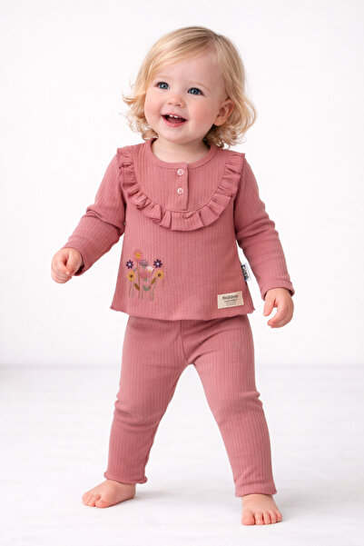 mini&sweet Baby Girl Set Floral Pattern Long Sleeve Transitional Sets