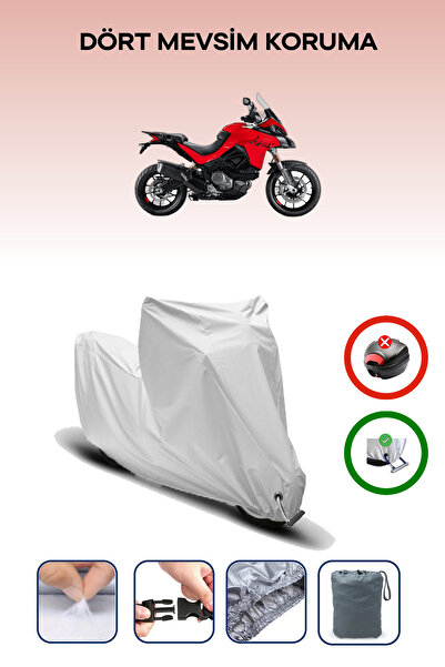 Breen غطاء دراجة نارية متوافق مع دراجة دوكاتي مولتيسترادا V2 باللون الرمادي مقاوم للماء