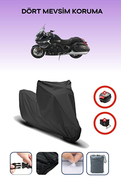 Breen قفل حقيبة خلفية أسود غير متوافق مع BMW K 1600 Bagger، قماش متوافق مع الدراجات النارية، 4 مواسم