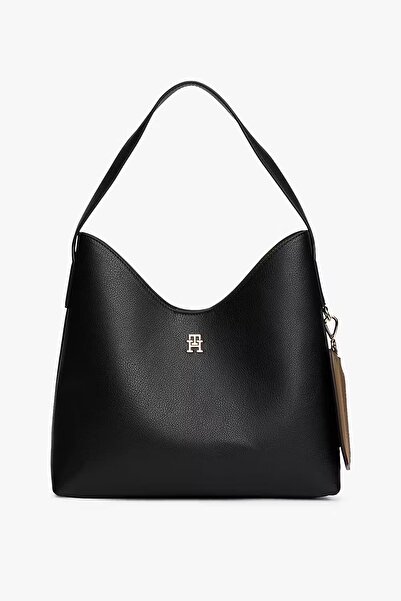 Tommy Hilfiger Kadın Icon Shoulder Bag Metal Logo Detaylı Omuz Çantası - Siyah