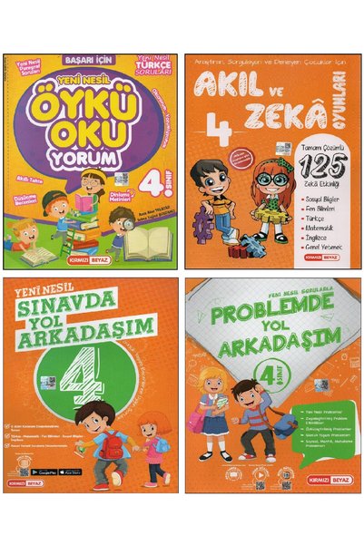 Kırmızı Beyaz Yayınları Kırmızı Beyaz 4.Sınıf Sınavda Yol Arkadaşım+Problemde...