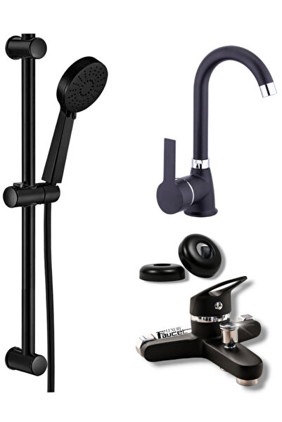 luxury faucet Sürgülü duş - Siyah Mix Banyo - Siyah Delta Banyo Lavabo Batary...