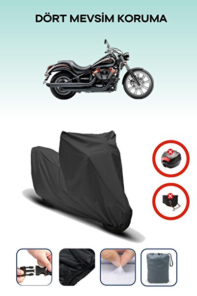 Breen قفل حقيبة خلفية أسود غير متوافق مع Kawasaki VN 900، قماش مخصص للدراجات النارية، 4 مواسم