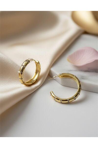 staınless steel Kadın Paslanmaz Çelik Zirkon Taşlı Halka Küpe, Zarif Tasarım ...