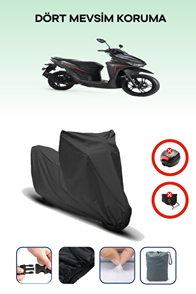 Breen قفل حقيبة خلفية أسود غير متوافق مع RKS Wildcat 125، قماش متوافق مع الدراجات النارية، 4 مواسم