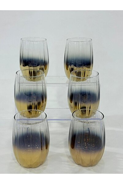 isra kristal Premium Silver Glass Water Cup - Modern Design 6-Piece Soft Drink Cup - 240 ml