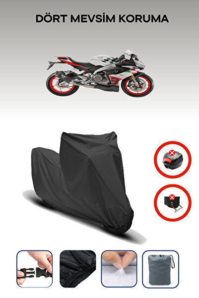 Breen قفل حقيبة خلفية أسود غير متوافق مع Aprilia RS 660، قماش متوافق مع الدراجات النارية، 4 مواسم