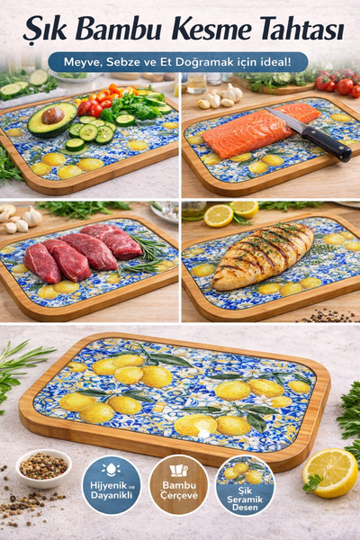 DrBambu Patterned Tempered Glass Bamboo Cutting Board – Hygienic & Durable