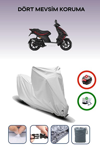 Breen غطاء دراجة نارية متوافق مع Piaggio NRG Power 50 باللون الرمادي مقاوم للماء