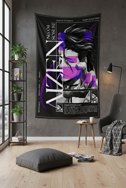 Nivendi Aizen Sosuke Bleach Anime Posteri Kumaş Duvar Örtüsü Ev Dekorasyon Du...