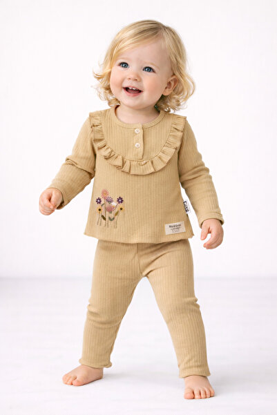 mini&sweet Baby Girl Set Floral Pattern Long Sleeve Transitional Sets