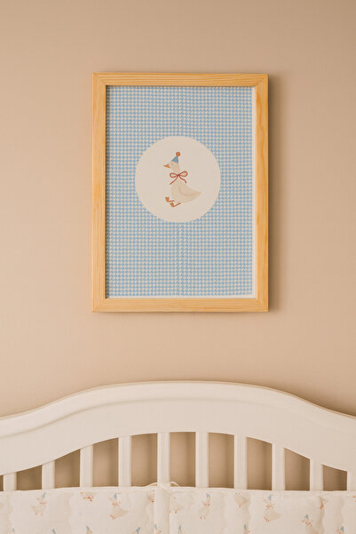 Minia Tablou rață cu ramă din lemn pentru camera bebelușului A4