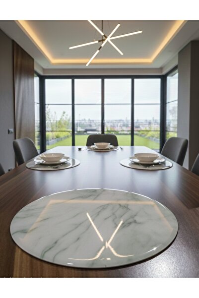 BG CONCEPT Lüks Epoksi Tasarım 4 Parça Supla Takımı - Su Yeşili Mermer Efektli