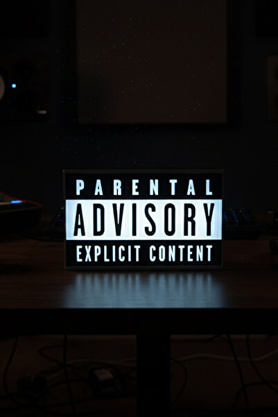 MEK Parental Advisory Explicit Content Tasarımlı Dekoratif Aydınlatma (23X15cm)
