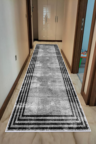 VOPTEKS Siyah Halı Yolluk Makinede Yıkanabilir Halı Kaymaz Taban Halı