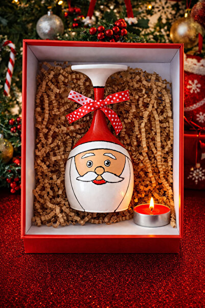 El Yapımı Yılbaşı ( Noel ) Temalı Cam Mumluk – Şamdan - Noel Baba Tasarım