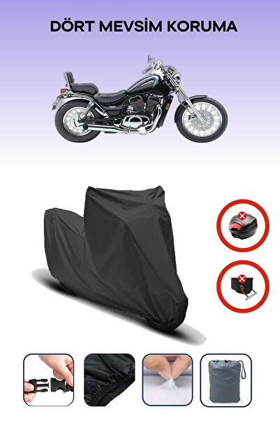 Breen Black Rear Bag Lock Incompatible Suzuki Vs 800 Intruder Compatible Motorcycle Tarpaulin, 4 Seasons