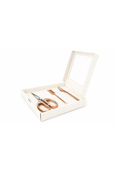 Rose Gold Nargile Aksesuar Seti – Makas, Kömür Çatalı ve Figürlü Delme Aparatı (3’lü Set)