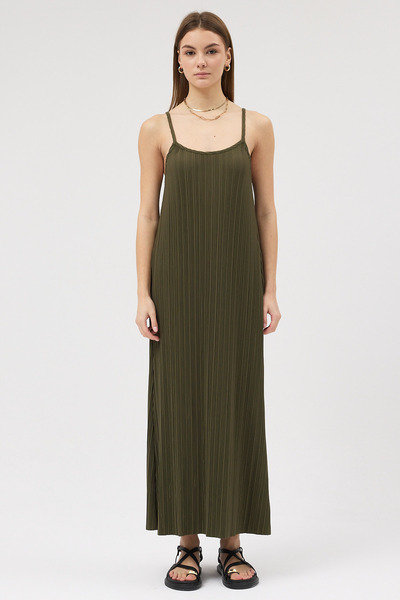 MAK PLEAT Kadın Pliseli Rahat Kesim Askılı Elbise