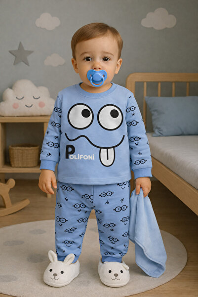 Erkek Bebek Gözlü 1-2-3 Yaş Pijama Takımı