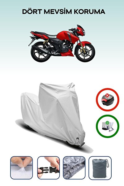 Breen غطاء دراجة نارية متوافق مع TVS Apache RTR 150 باللون الرمادي مقاوم للماء